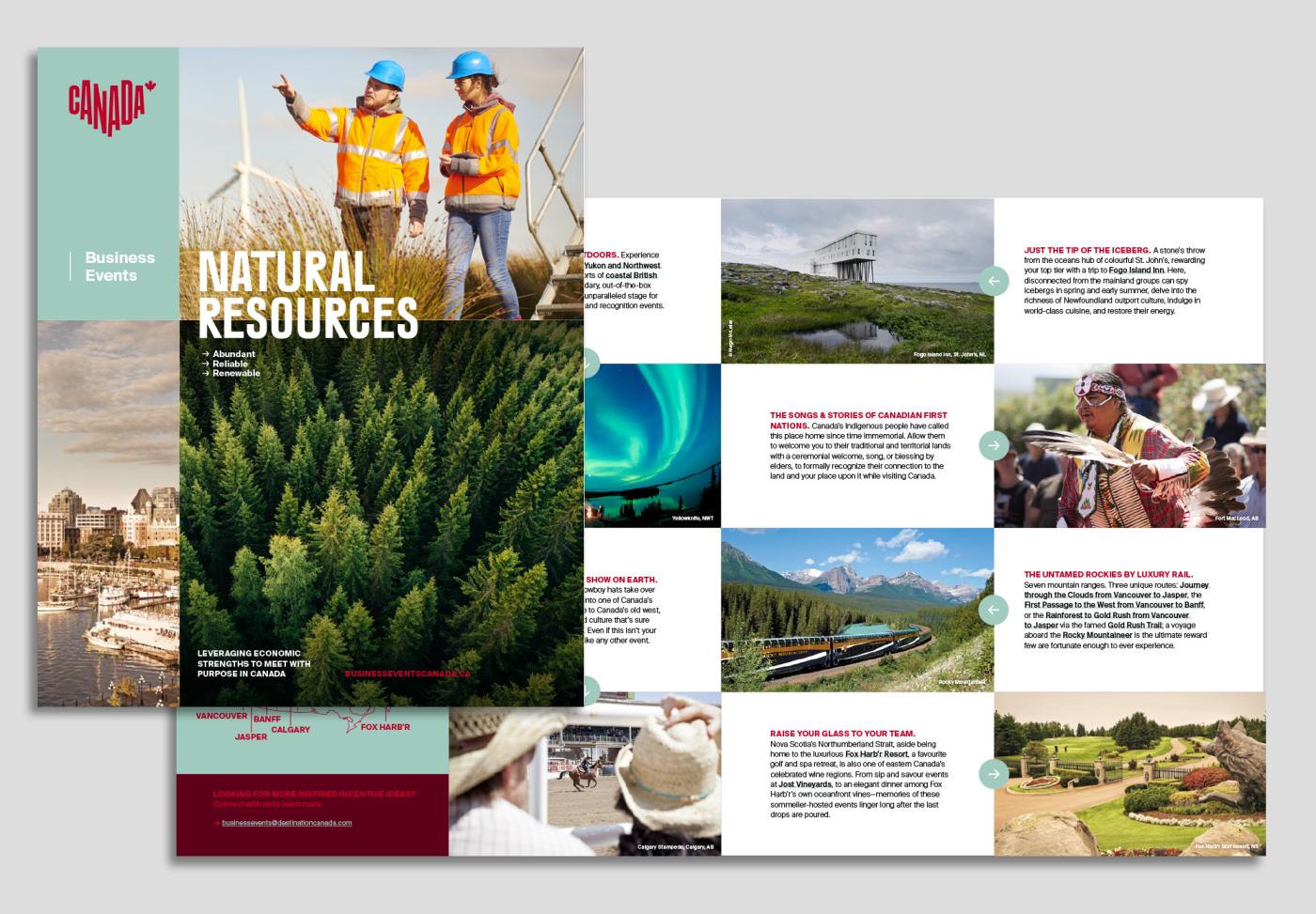 A cover and inside page of the Natural Resources brochure